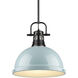 Duncan 1 Light 14 inch Matte Black Pendant Ceiling Light in Seafoam, Large