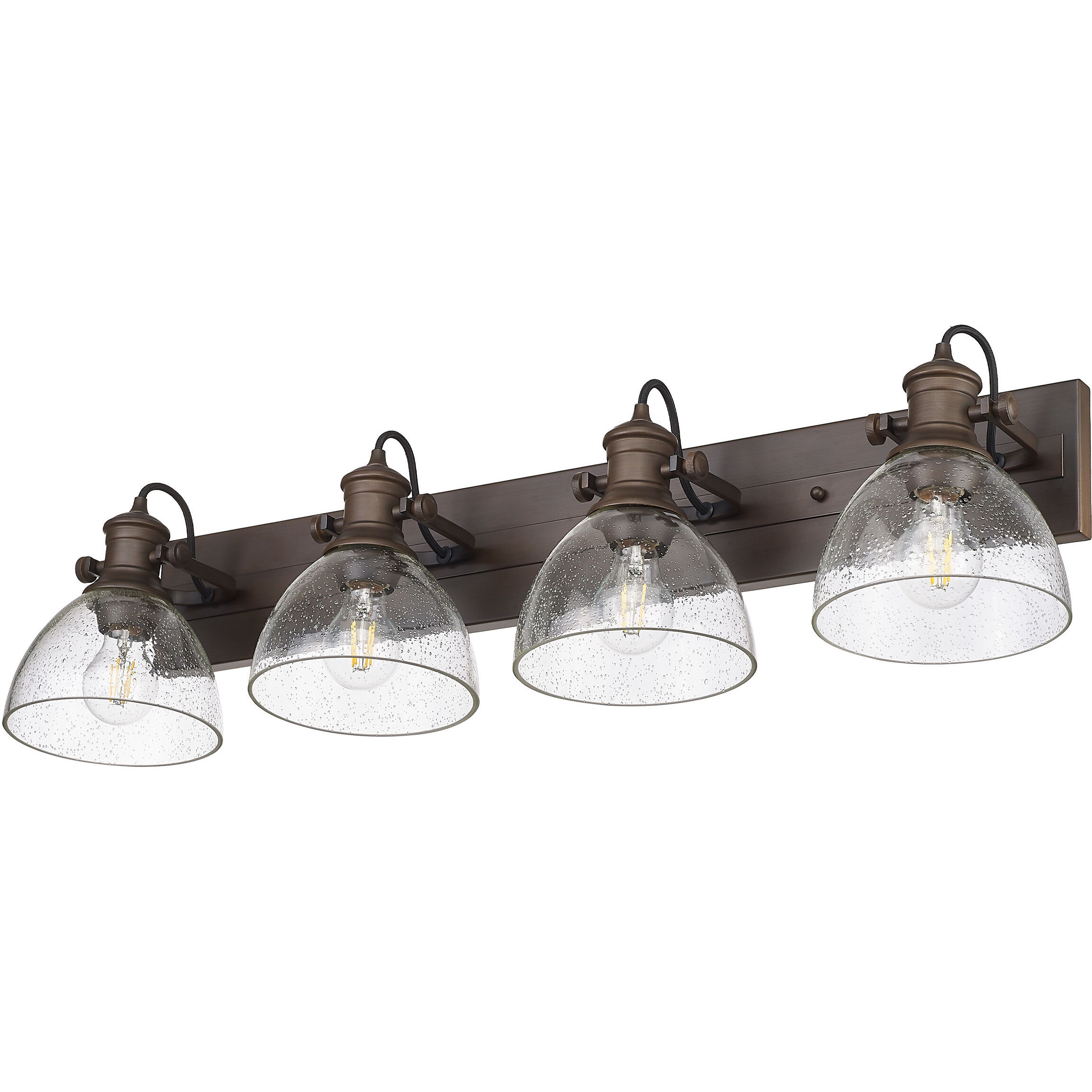 Yep Hines Vanity Wall Light in Rubbed Bronze, Seeded Glass