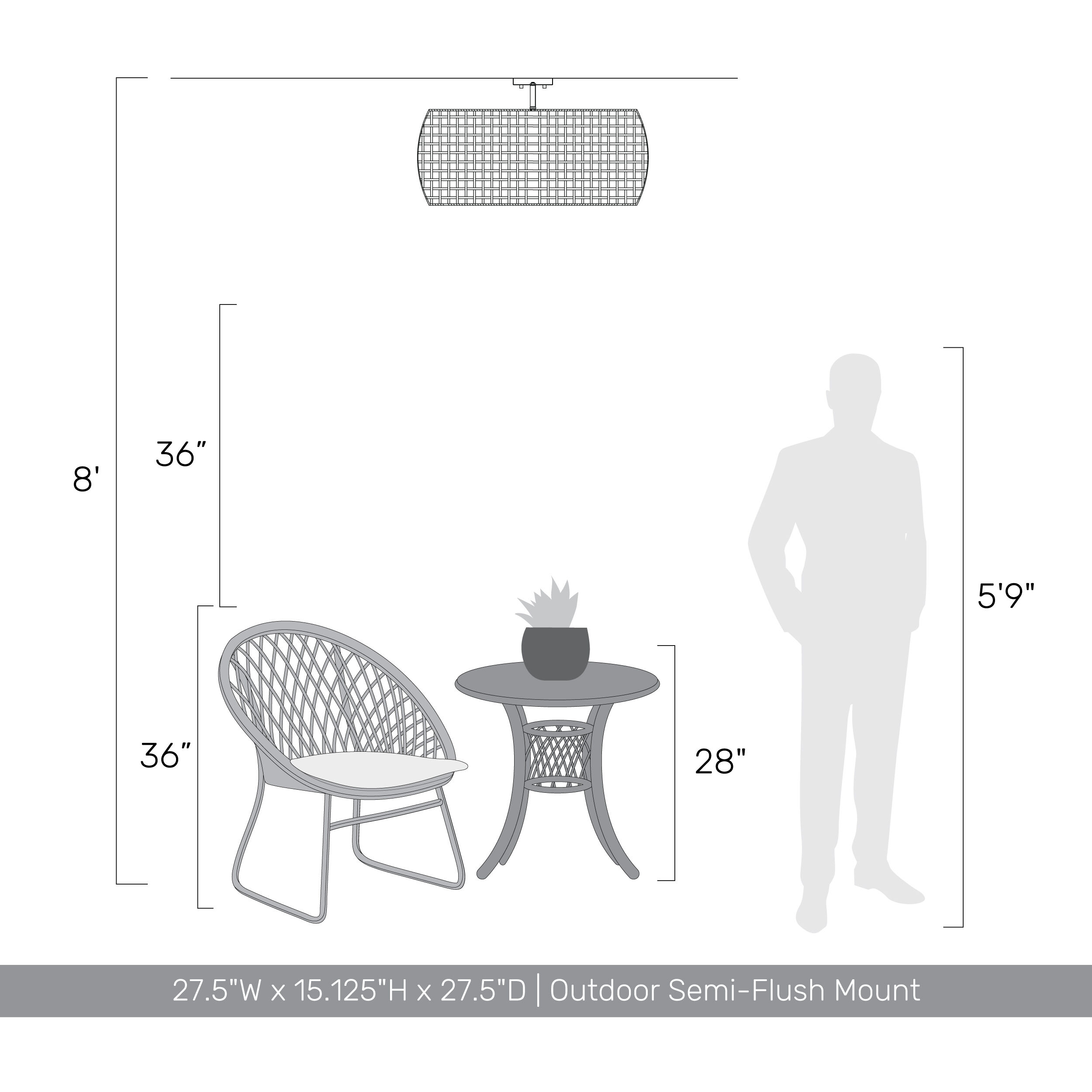 Piper 5 Light 15.13 inch Natural Black Outdoor Ceiling