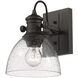 Hines 1 Light 7 inch Rubbed Bronze Semi-flush Ceiling Light in Seeded Glass, Damp