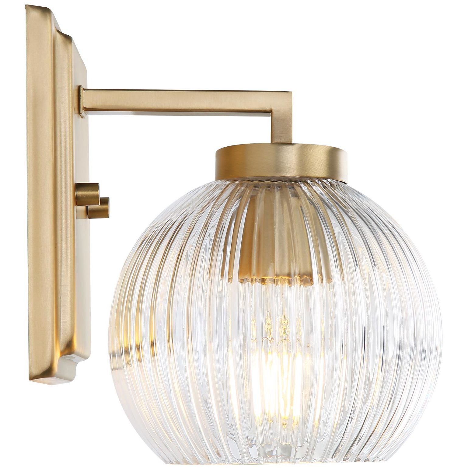 Yep Elliott Vanity Wall Light in Brushed Champagne Brass, Ribbed