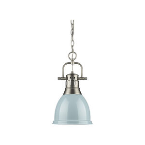 Duncan 1 Light 9 inch Pewter Mini Pendant Ceiling Light in Seafoam, Small
