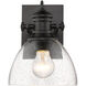 Yep Hines Vanity Wall Light in Matte Black, Seeded Glass