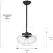 Ingalls 1 Light 12 inch Matte Black Pendant Ceiling Light in Clear Glass, Medium