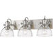 Hines 3 Light 25 inch Pewter Bath Vanity Wall Light in Seeded Glass