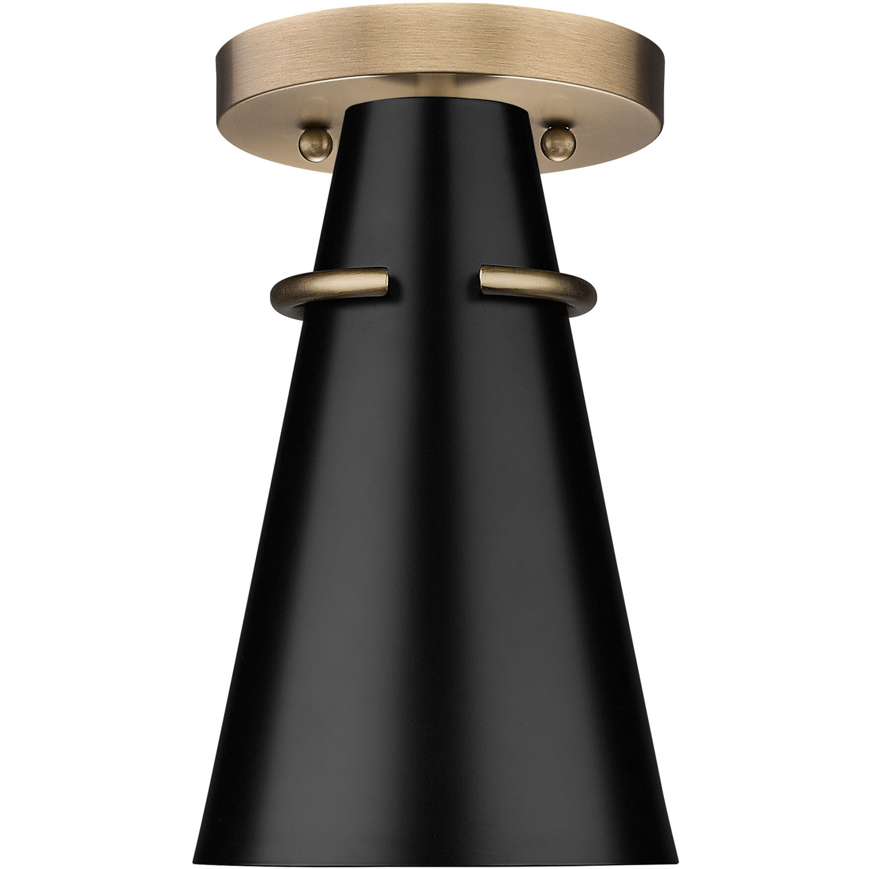 Reeva 1 Light 7 inch Modern Brass Semi-Flush Mount Ceiling Light in Matte Black