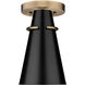 Reeva 1 Light 7 inch Modern Brass Semi-Flush Mount Ceiling Light in Matte Black