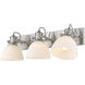 Hines 3 Light 25.13 inch Pewter Vanity Lighting Wall Light in Opal Glass