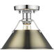 Orwell 1 Light 10 inch Chrome Flush Mount Ceiling Light in Aged Brass