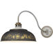 Kinsley 1 Light 14 inch Aged Galvanized Steel Swing Arm Wall Lamp Wall Light in Antique Black Iron