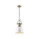Duncan 1 Light 9 inch Aged Brass Mini Pendant Ceiling Light in White, Small