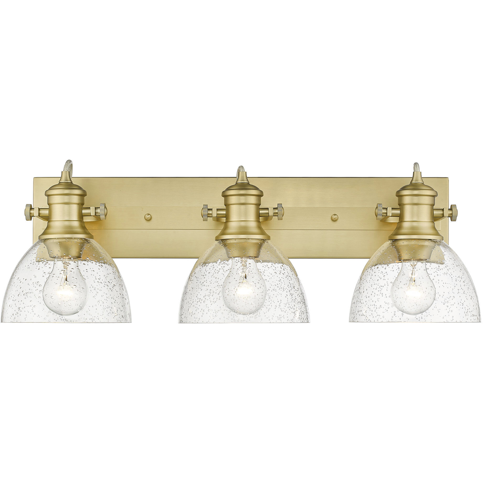 Yep Hines Vanity Wall Light in Seeded Glass, Brushed Champagne Brass
