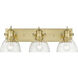 Yep Hines Vanity Wall Light in Seeded Glass, Brushed Champagne Brass