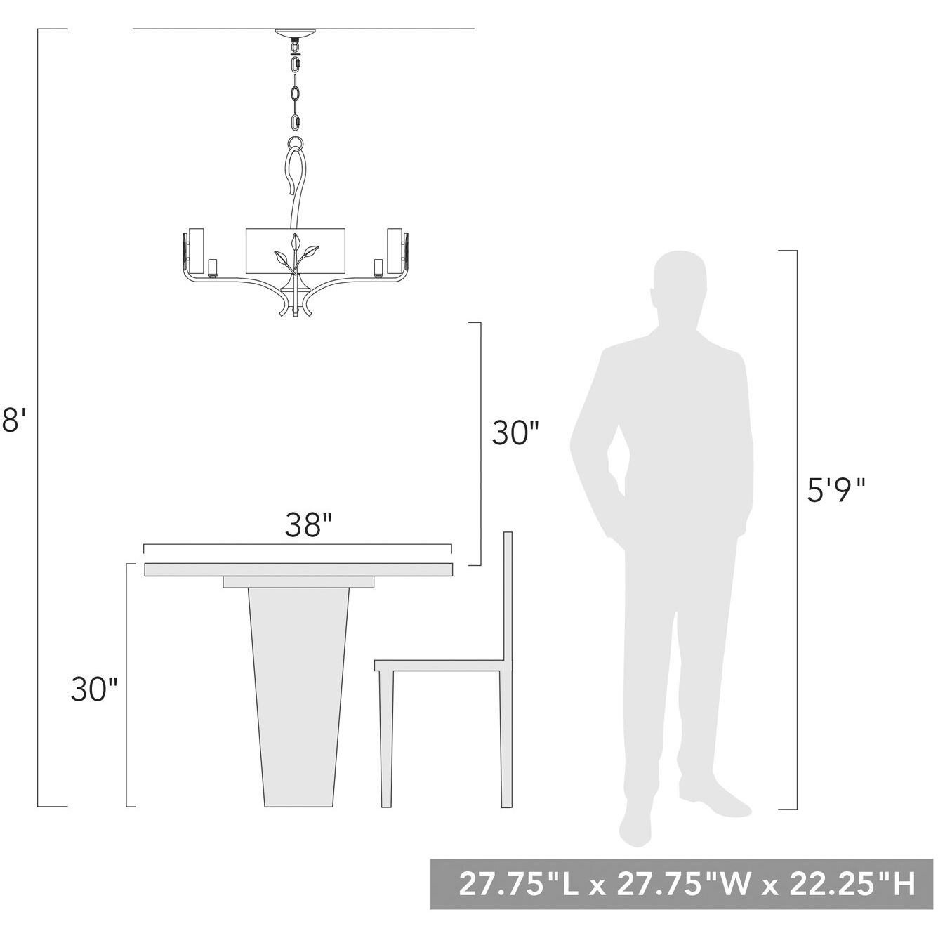 Calla 27.75 inch 60.00 watt Natural Black Chandelier Ceiling Light
