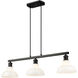 Carver 3 Light 35.5 inch Matte Black Linear Pendant Ceiling Light in Vintage Milk Glass