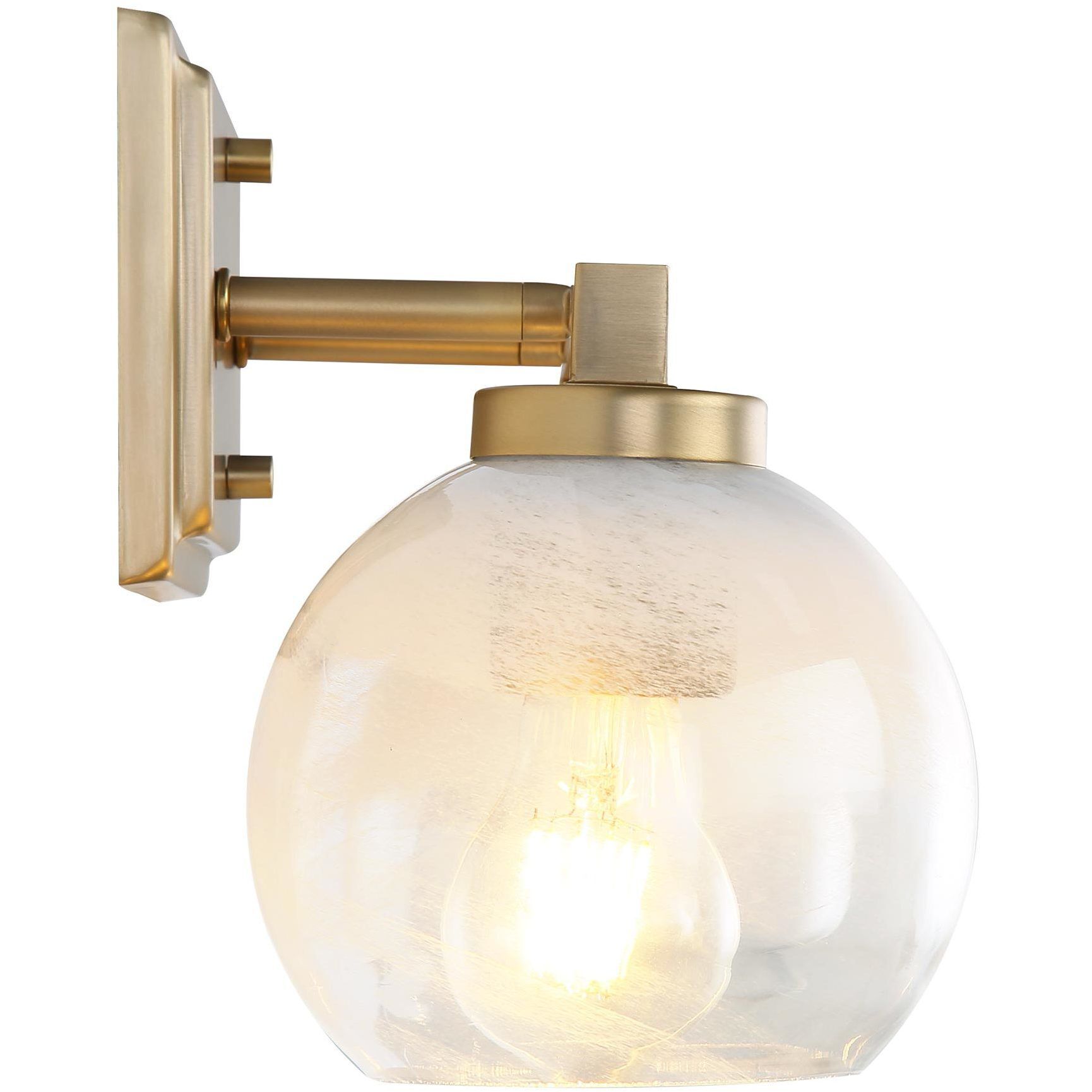 Yep Elliott Vanity Wall Light in Clear Glass, Brushed Champagne Brass