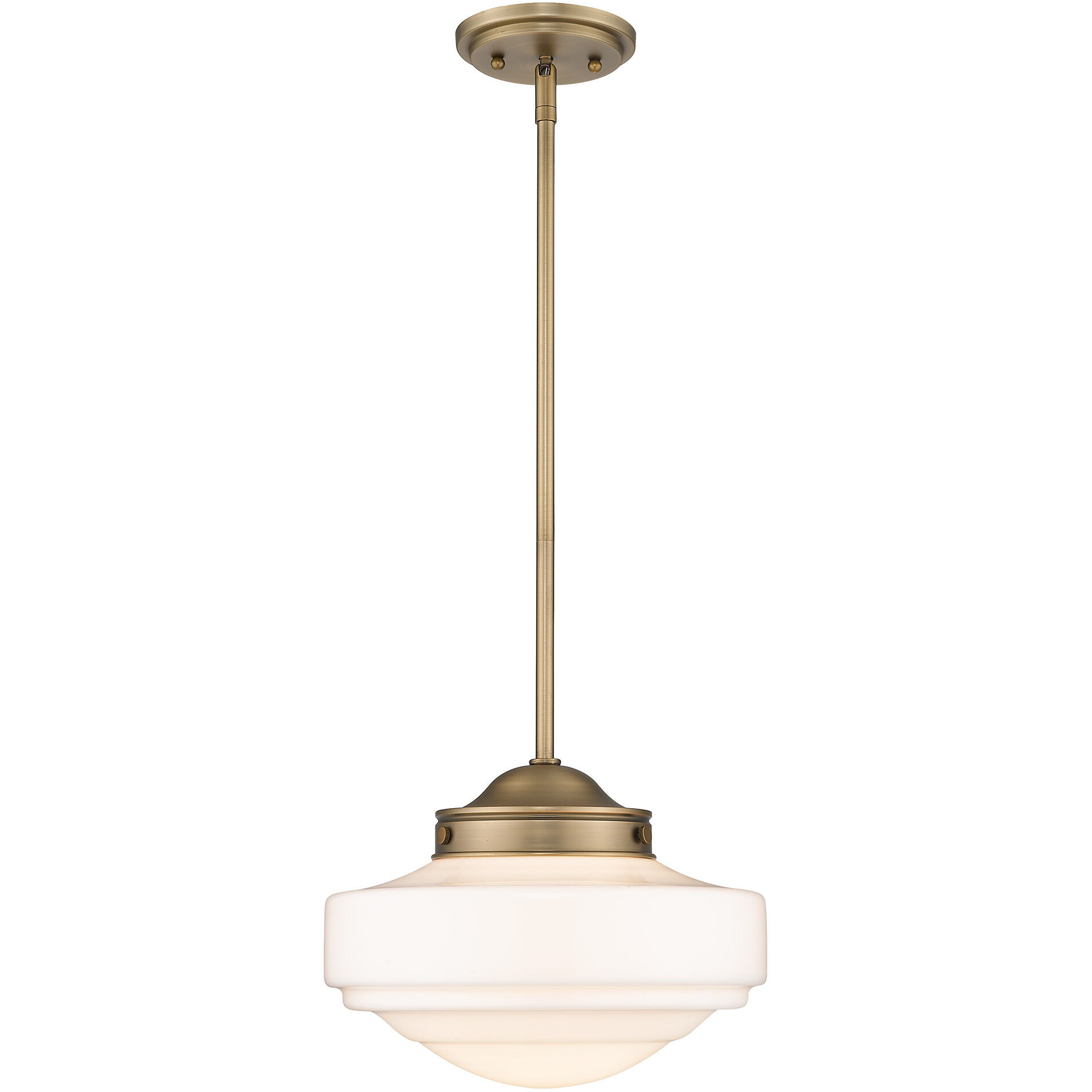 Ingalls Pendant Ceiling Light in Vintage Milk Glass, Modern Brass, Medium