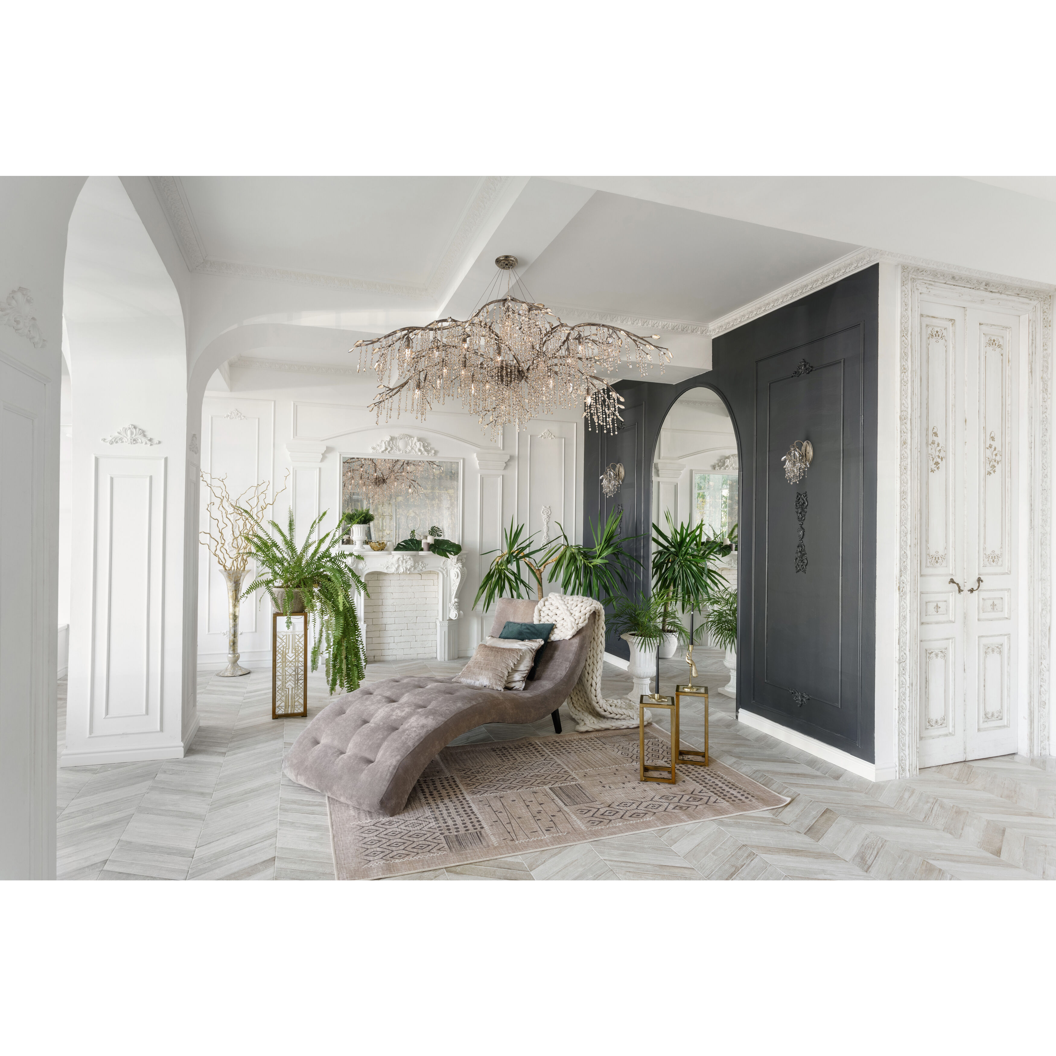 Autumn Twilight 24 Light 80 inch Mystic Gold Chandelier Ceiling Light, Large