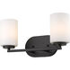 Manhattan 2 Light 16 inch Matte Black Bath Vanity Wall Light