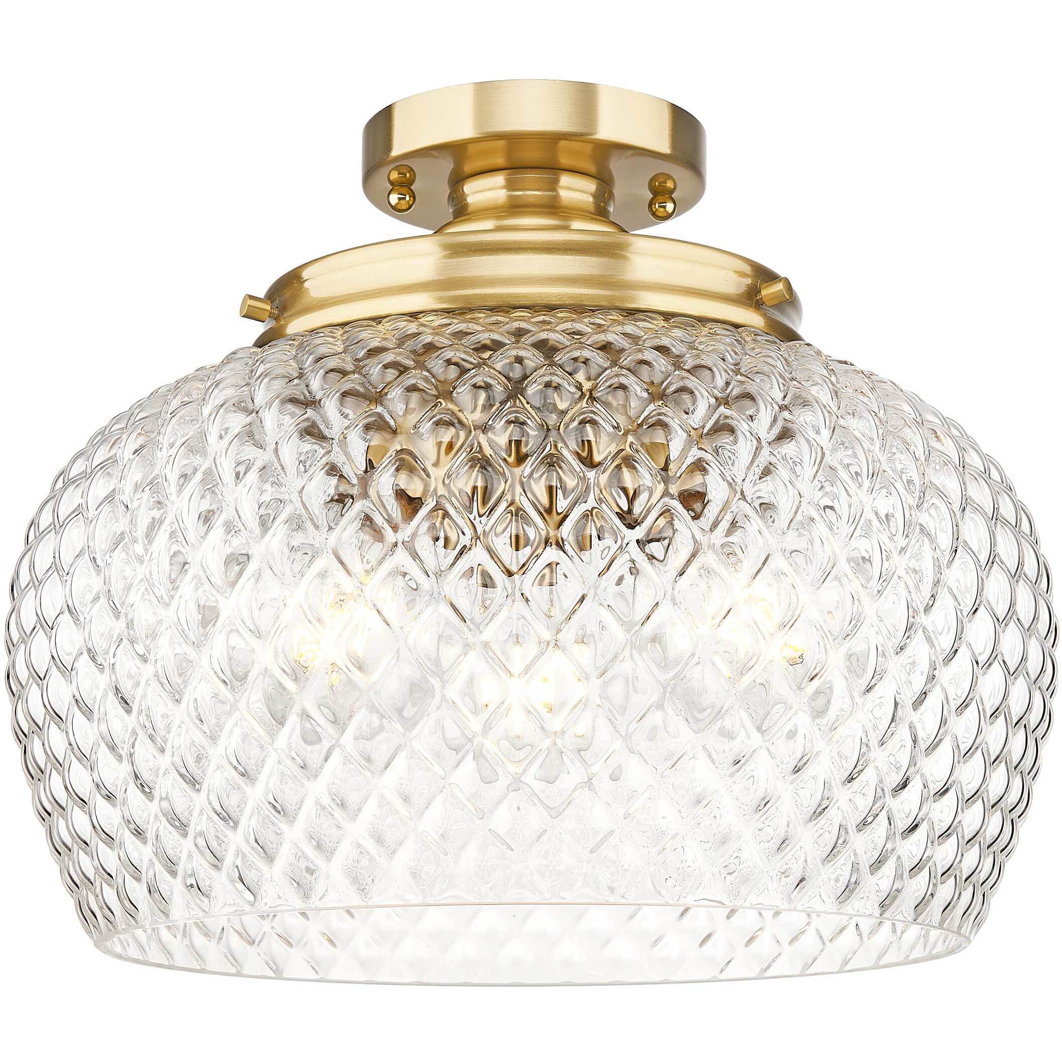 Adeline 3 Light 14 inch Modern Brushed Gold Semi-Flush Mount Ceiling Light