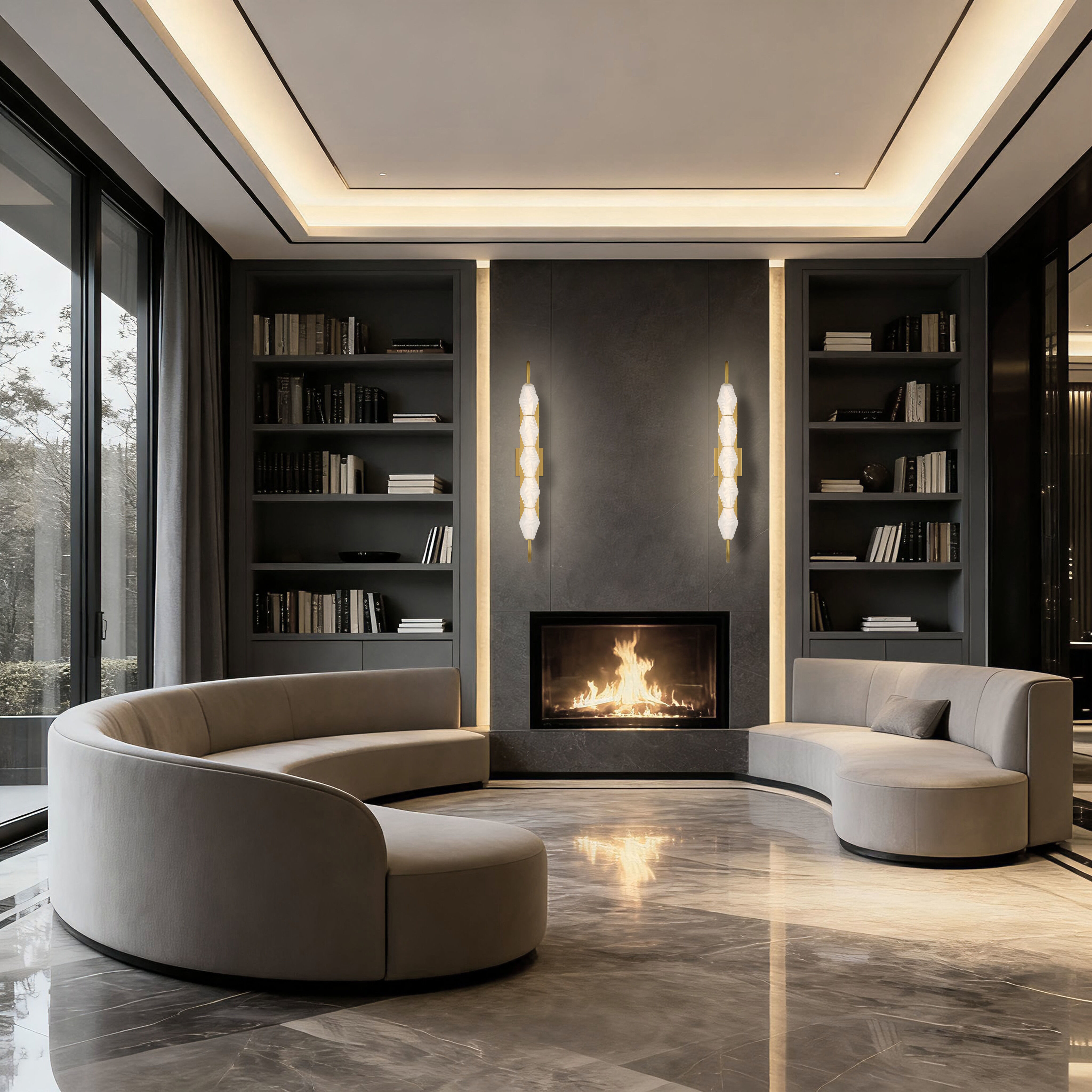 Geode 5 Light 31.75 inch Satin Brushed Gold Outdoor Wall Light