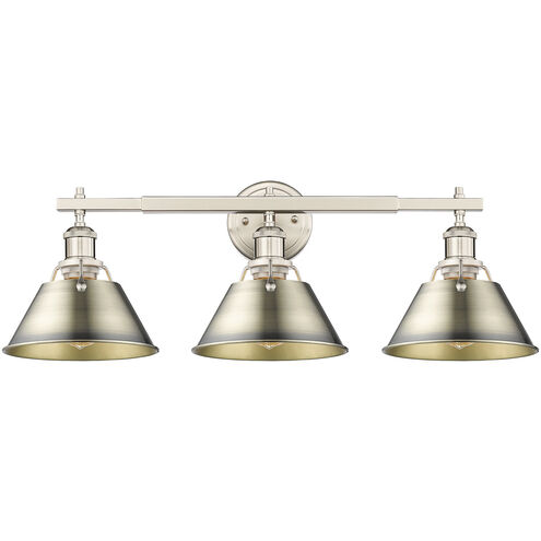 Orwell 3 Light 27.25 inch Pewter Vanity Light Wall Light in Aged Brass