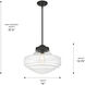 Ingalls Pendant Ceiling Light in Matte Black, Clear Glass, Large