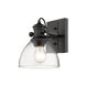 Hines 1 Light 8 inch Matte Black Bath Vanity Wall Light in Seeded Glass