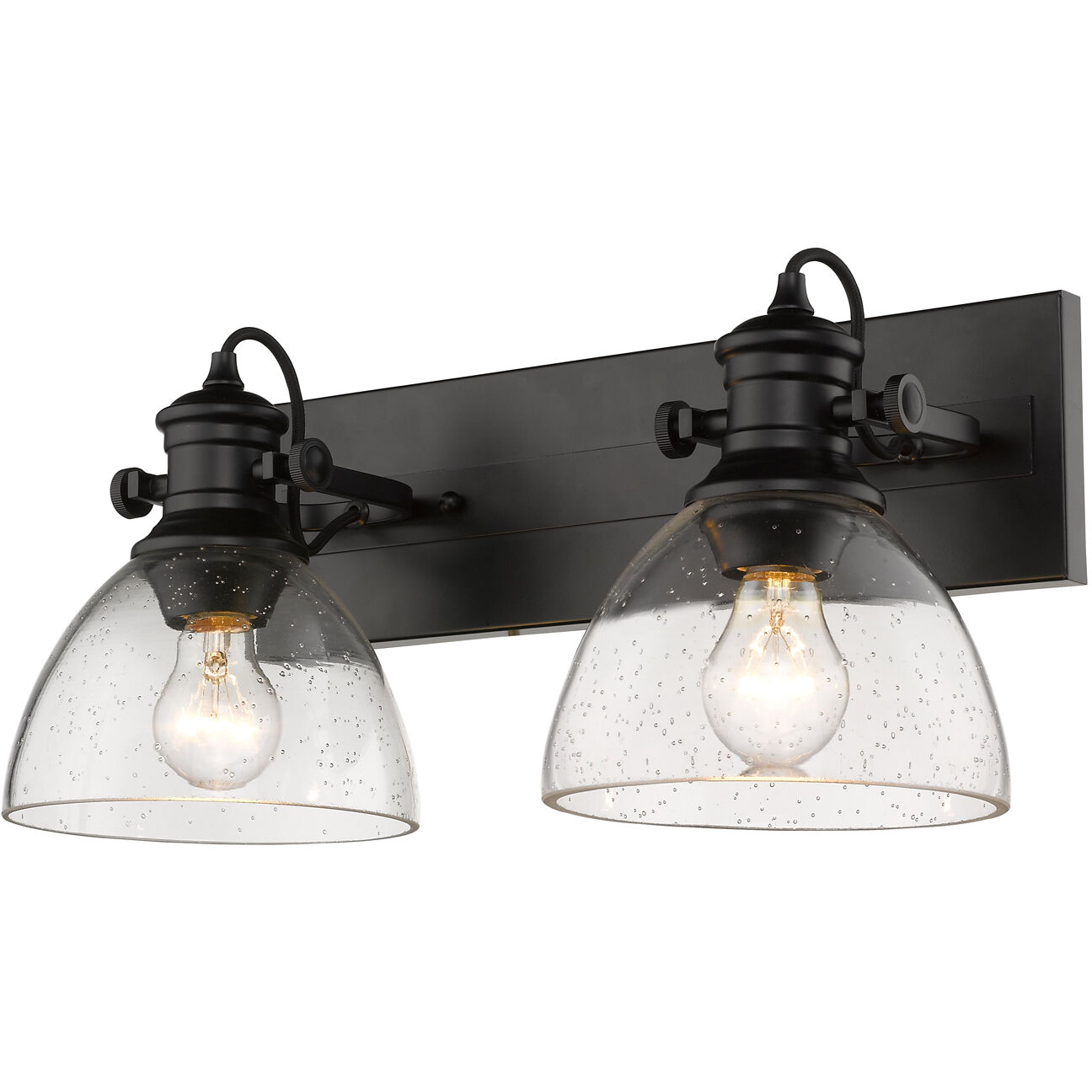 Yep Hines Vanity Wall Light in Matte Black, Seeded Glass