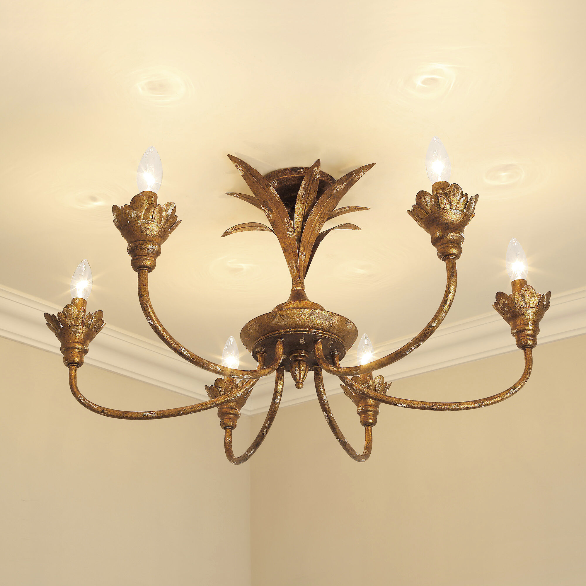 Lillianne 6 Light 28.5 inch Heirloom Gold Semi-Flush Mount Ceiling Light