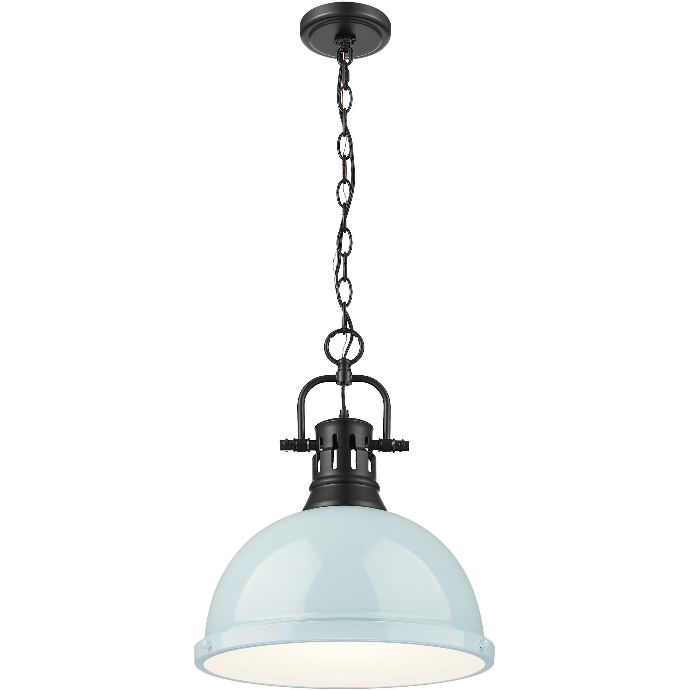 Yep Duncan Pendant Ceiling Light in Matte Black, Seafoam, Large