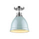 Duncan 1 Light 9 inch Chrome Flush Mount Ceiling Light in Seafoam, Damp
