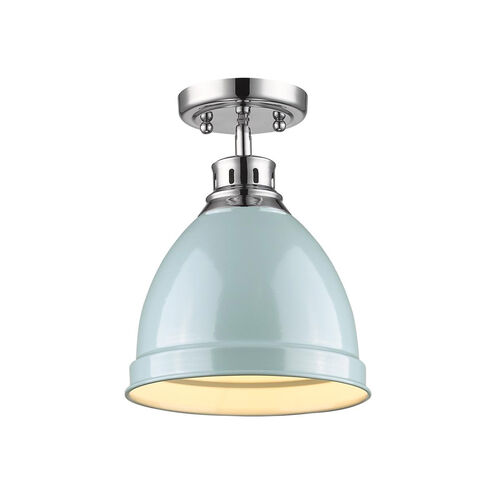 Duncan 1 Light 9 inch Chrome Flush Mount Ceiling Light in Seafoam, Damp