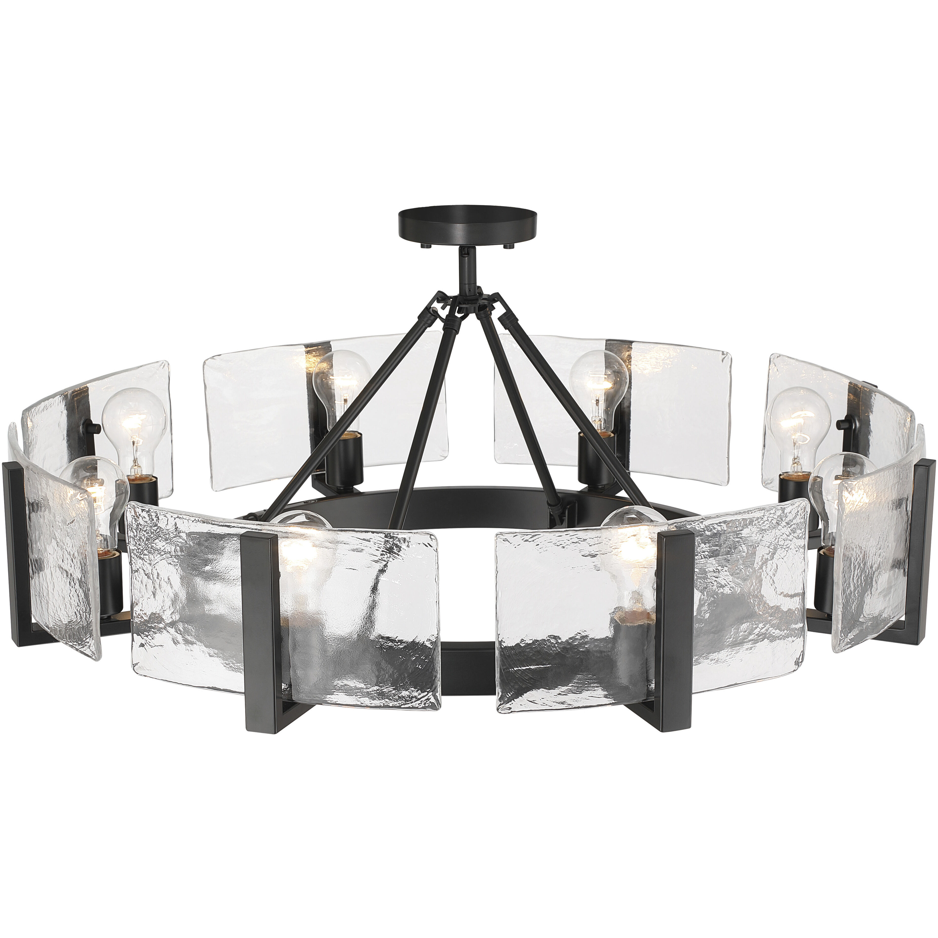 Aenon 8 Light 32 inch Matte Black Semi-Flush Mount Ceiling Light