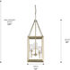 Smyth Pendant Ceiling Light in White Gold, Clear Glass, Caged