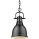 Duncan 1 Light 9 inch Matte Black Mini Pendant Ceiling Light, Small
