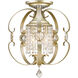 Ella 3 Light 14 inch White Gold Mini Chandelier Ceiling Light, Mini