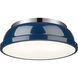 Duncan 2 Light 14 inch Chrome Flush Mount Ceiling Light in Matte Navy