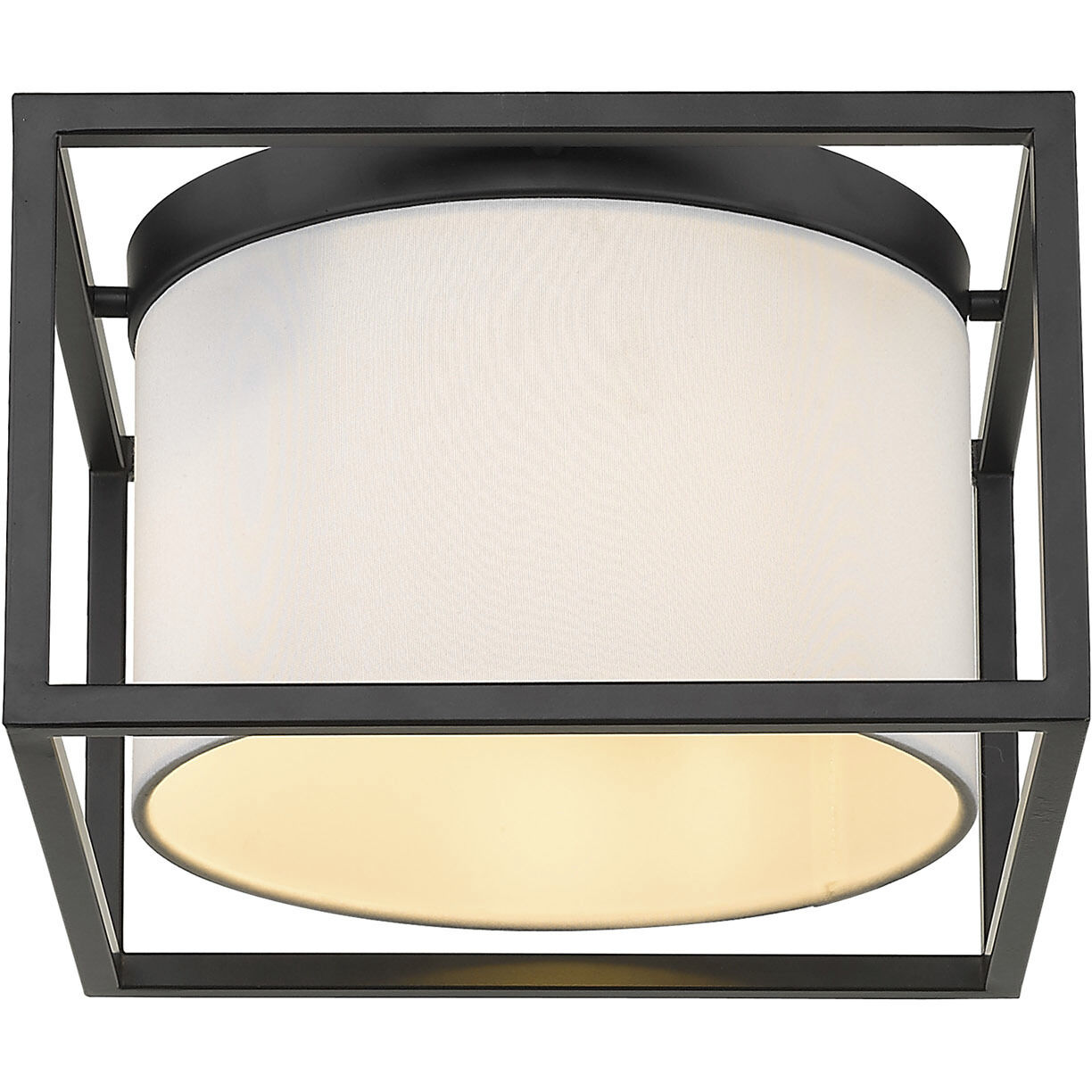 Manhattan 2 Light 12 inch Matte Black Flush Mount Ceiling Light, Damp