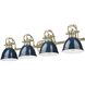 Duncan 4 Light 33.5 inch Aged Brass Bath Vanity Light Wall Light in Matte Navy
