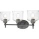 Keating 3 Light 23.88 inch Antique Black Iron Vanity Light Wall Light