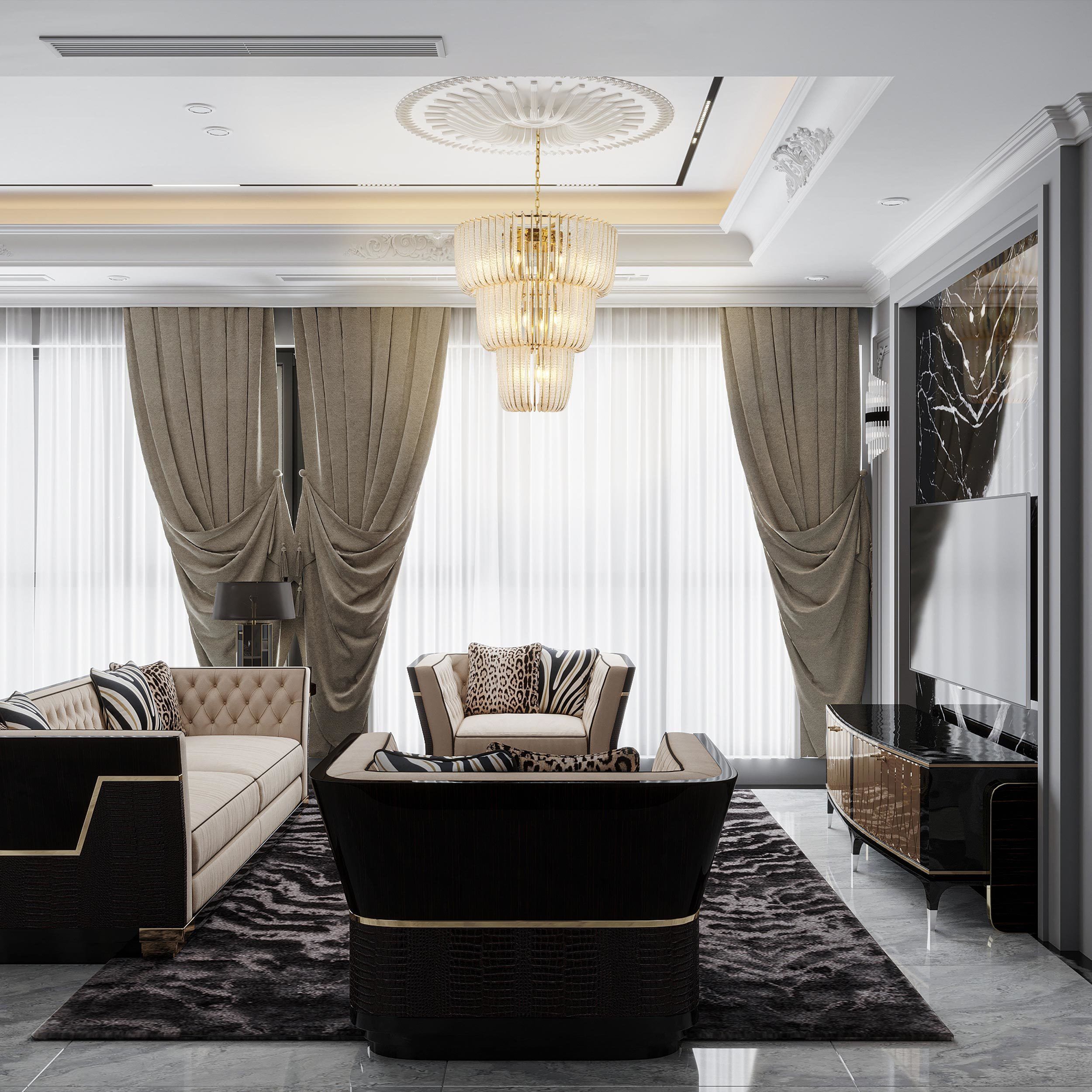 Ziva Shahi 29.5 inch 5.00 watt Titanium Gold Chandelier Ceiling Light, 3 Tier