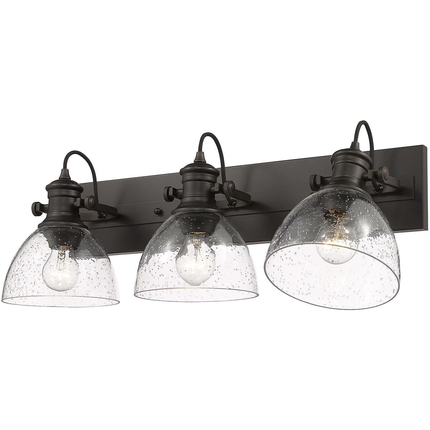 Yep Hines 3 Light 23.13 inch Rubbed Bronze Semi-Flush Mount Ceiling Light in Seeded Glass, Damp