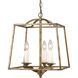 Athena Pendant Ceiling Light in Grecian Gold, Caged