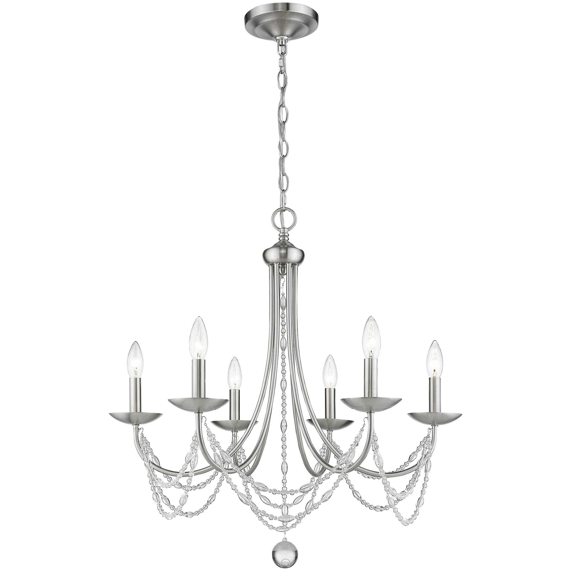 Mirabella 6 Light 25 inch Pewter Chandelier Ceiling Light in No Shade