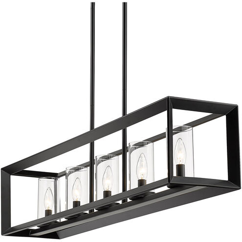 Smyth 5 Light 41 inch Matte Black Linear Pendant Ceiling Light in Clear Glass