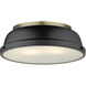 Yep Duncan 2 Light 14 inch Aged Brass Flush Mount Ceiling Light in Matte Black, Damp