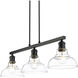 Carver 3 Light 36 inch Matte Black Semi-flush Ceiling Light 