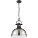 Yep Duncan 1 Light 14 inch Matte Black Pendant Ceiling Light in Chrome, Large