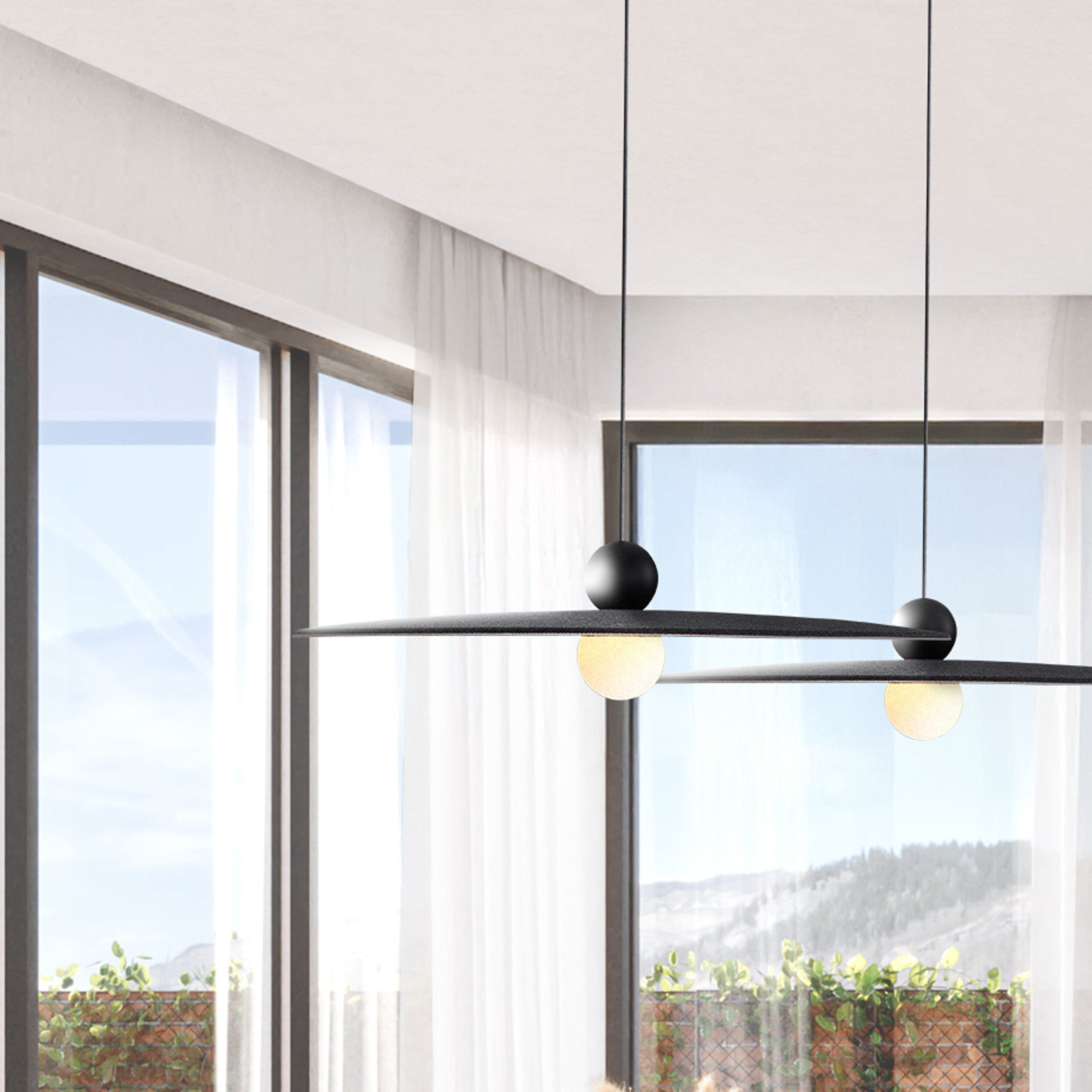 Faroe Pendant Ceiling Light in Flecked Black/Grey